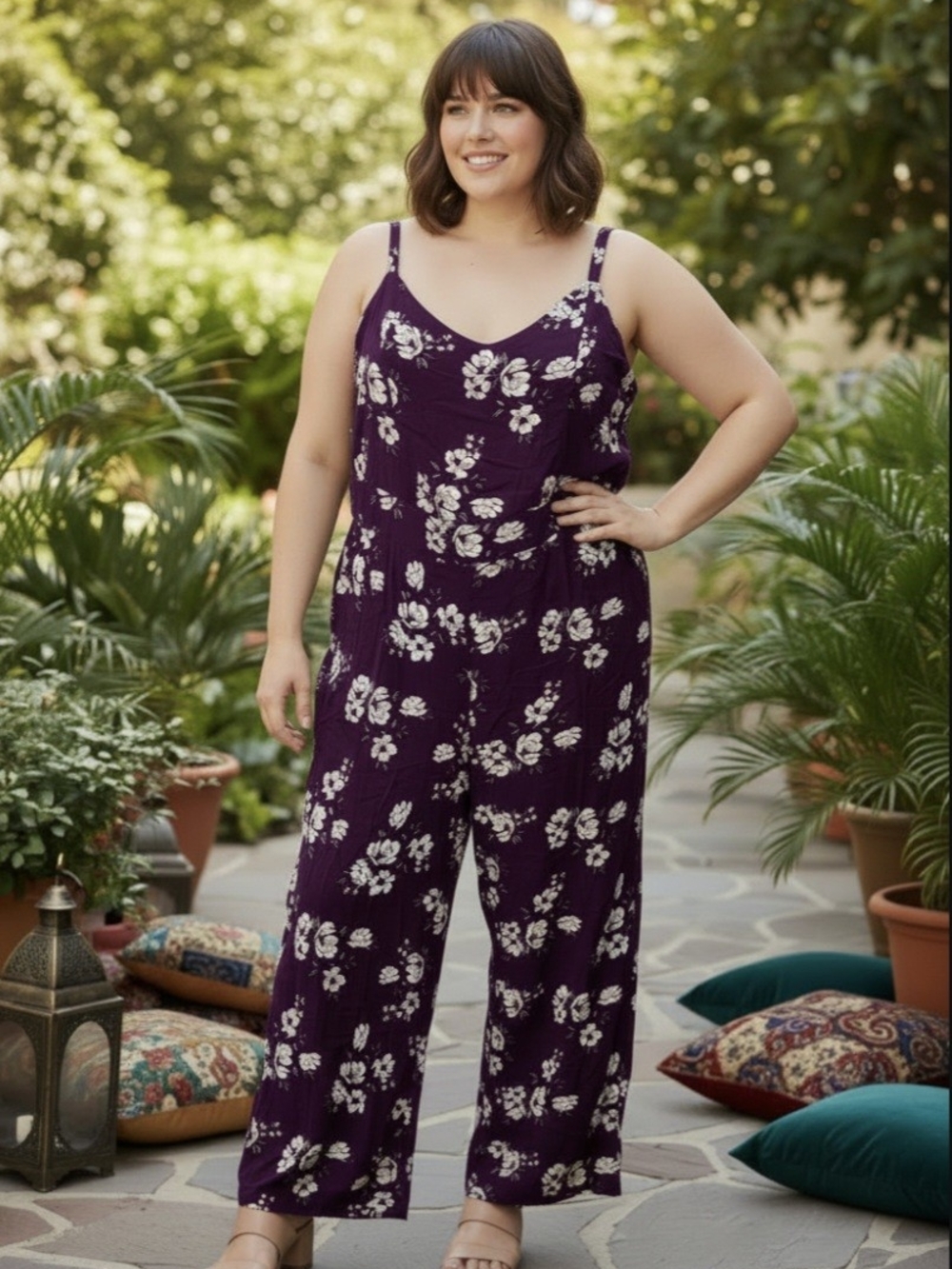 🫶Torrid Purple Floral Wide Leg Jumpsuit
